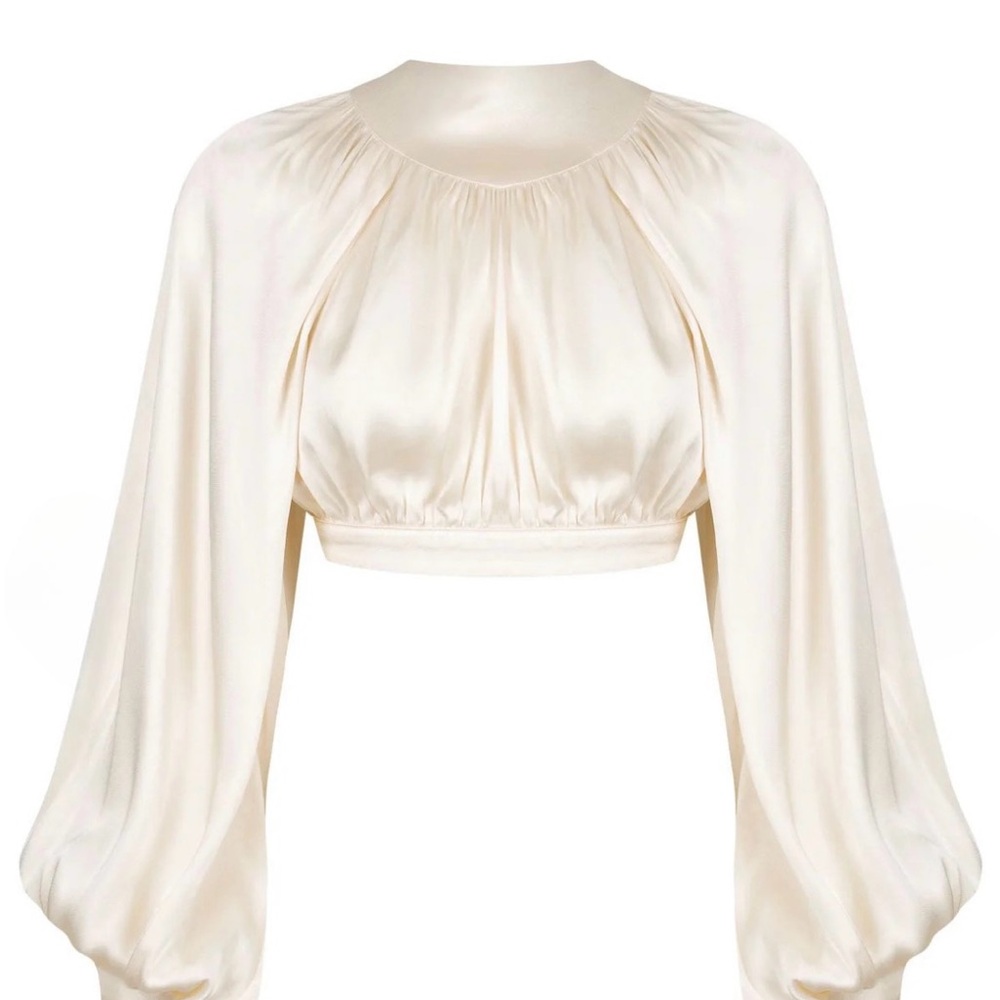 Revolve Shona Joy Bridal La Lune Backless Cream White Satin Silk Crop Blouse